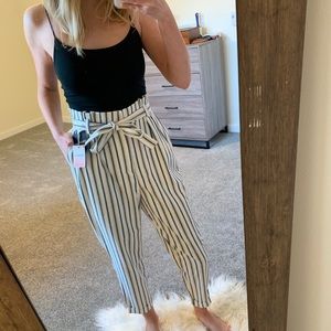 Forever 21 Striped Paperbag Pants